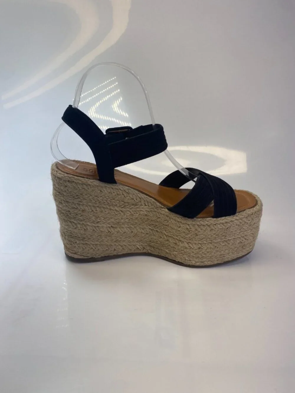 Schutz Women's Black Blisse Nubuck Espadrille Wedge Sandal Sz 9